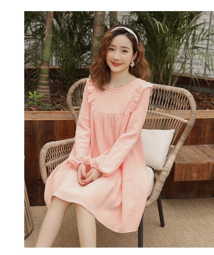 Maternity Clothes Loose Stylish Long Sleeves Dress for Pregnant Women Mom Dress 2132~B~48~009