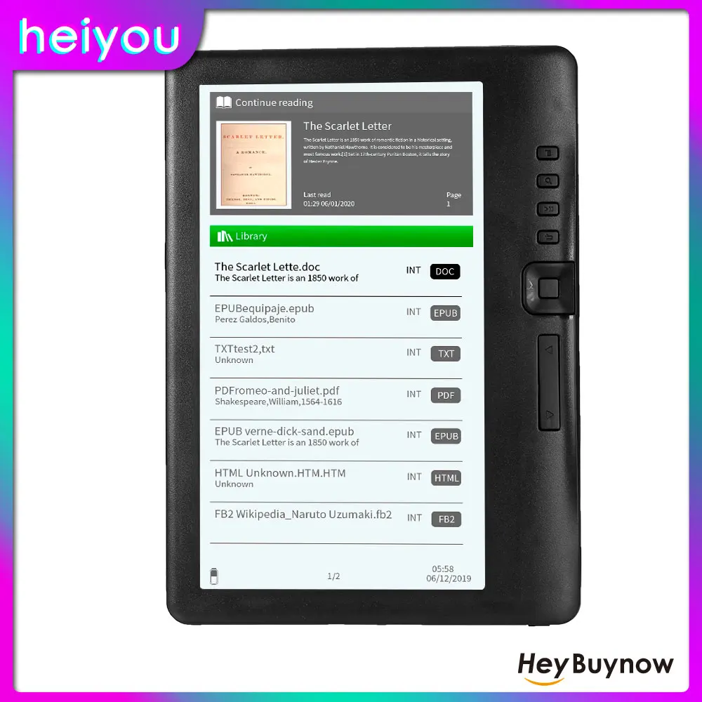 7 Inch Portable EBook Reader with 800 * 480 Resolution Color Screen Builtin  Backlight with PU Cover EReader Support TF Card (4G Memory)