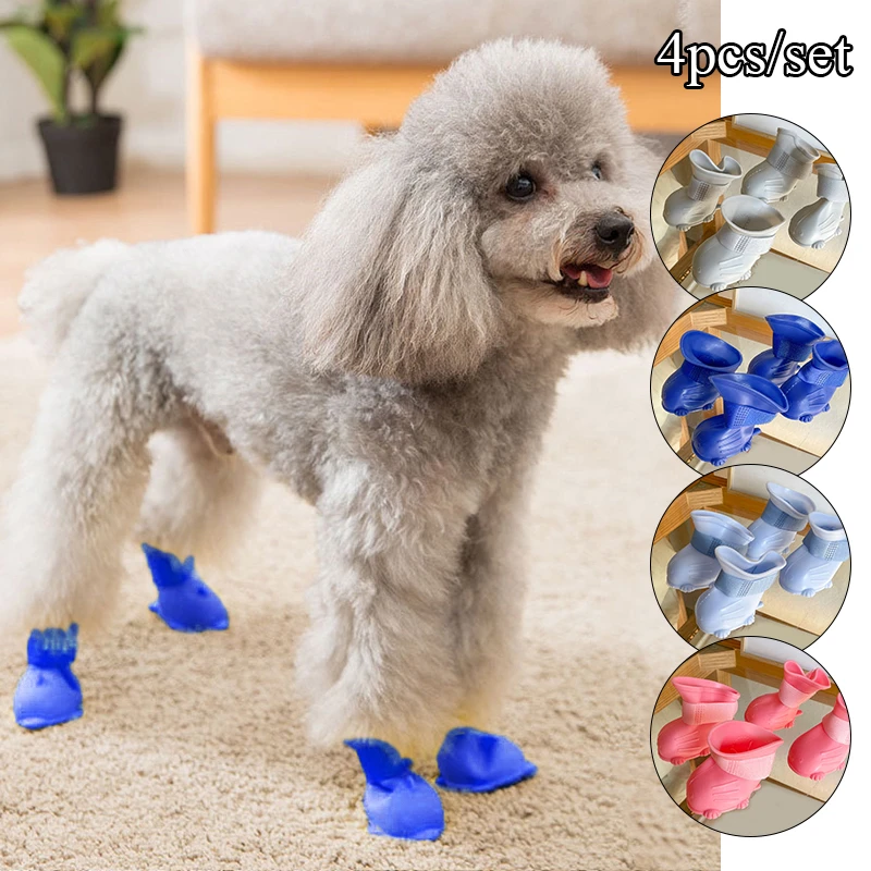 4 Regen Schoenen Anti Slip Waterdichte Schoenen Rubber Laarzen Voor Outdoor Schoeisel Sokken Winter Schoenen Slippers voor Hond|Hondenschoenen| - AliExpress