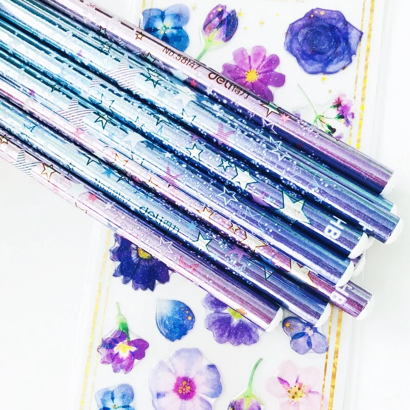4X Twinkle estrellas brillantes HB de madera estándar lápices de estudiantes, papelería escribiendo lápices de dibujo