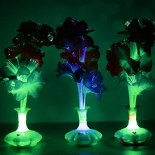 Beautiful Fiber Flower Light Kapok Vase Blossom Home Plastic Colorful Bouquet Room Christmas Optical Fiber Lamp