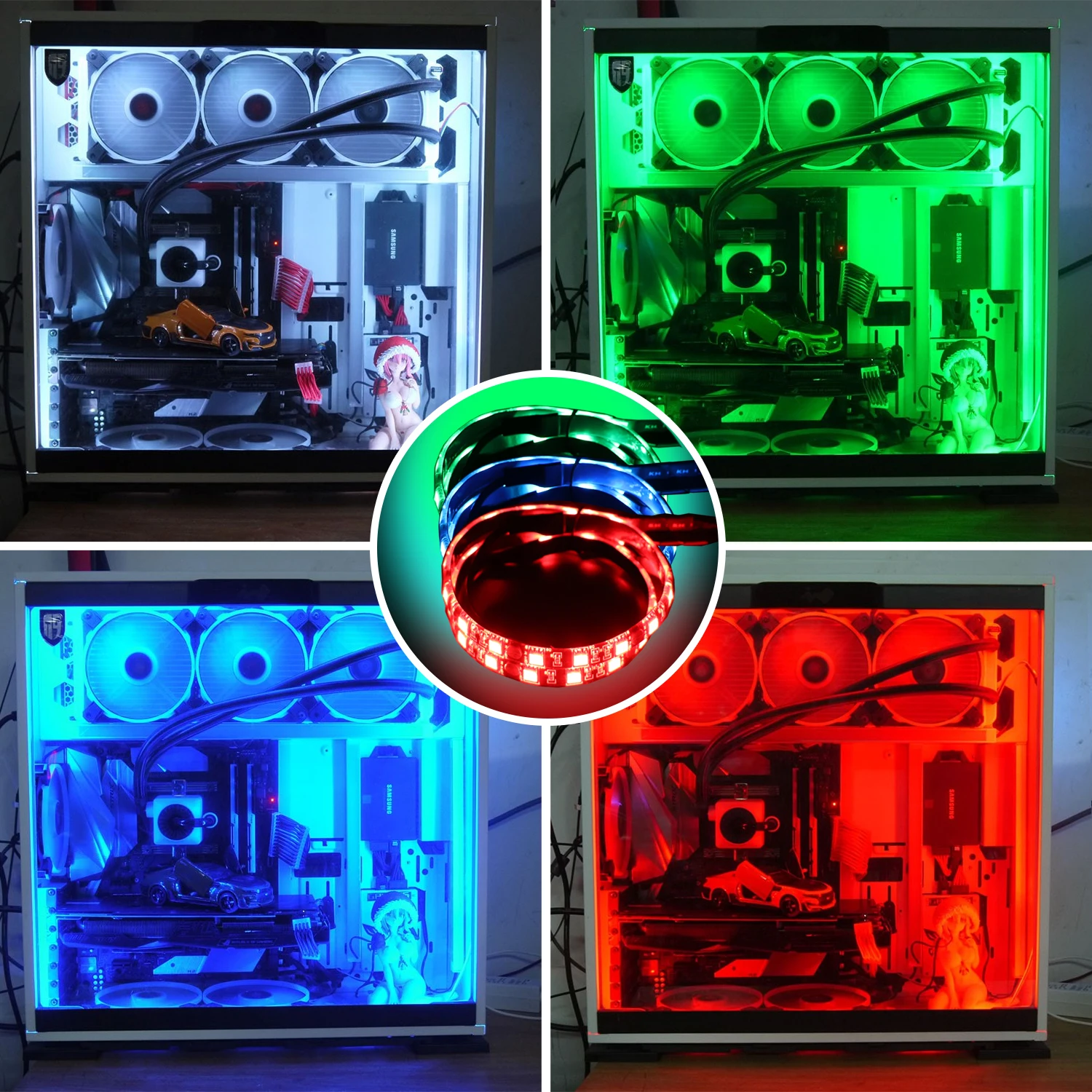3Pcs 35/'/' Software Control RGB Multi Color LED Strip Light DIY For PC Computer