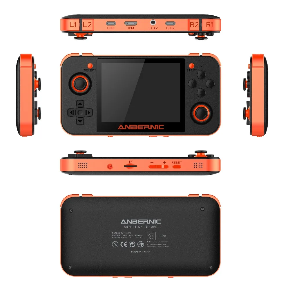 New Retro Game 350 Video Game 16GB Handheld game console MINI 64Bit 3.5 inch HD IPS Screen 32GB Card RG350 Game Player