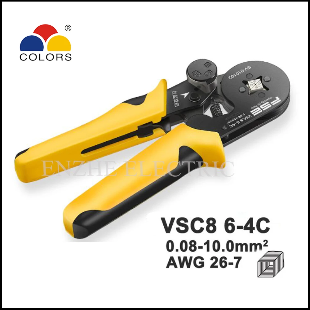

MINI type self adjustable crimping plier tool VSC8 6-4C four-sided crimp 26-7AWG 0.08-10mm2 insulated and non insulated ferrules