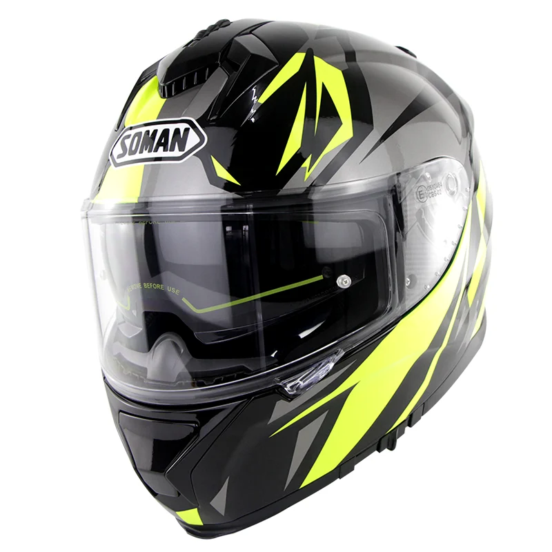 Шлем с козырьком, шлем для мотогонок, уличный шлем Casco Moto для мужчин и женщин, уличная одежда с двойными линзами, мотоциклетный шлем, шлем каск, шлем - Цвет: Black Yellow