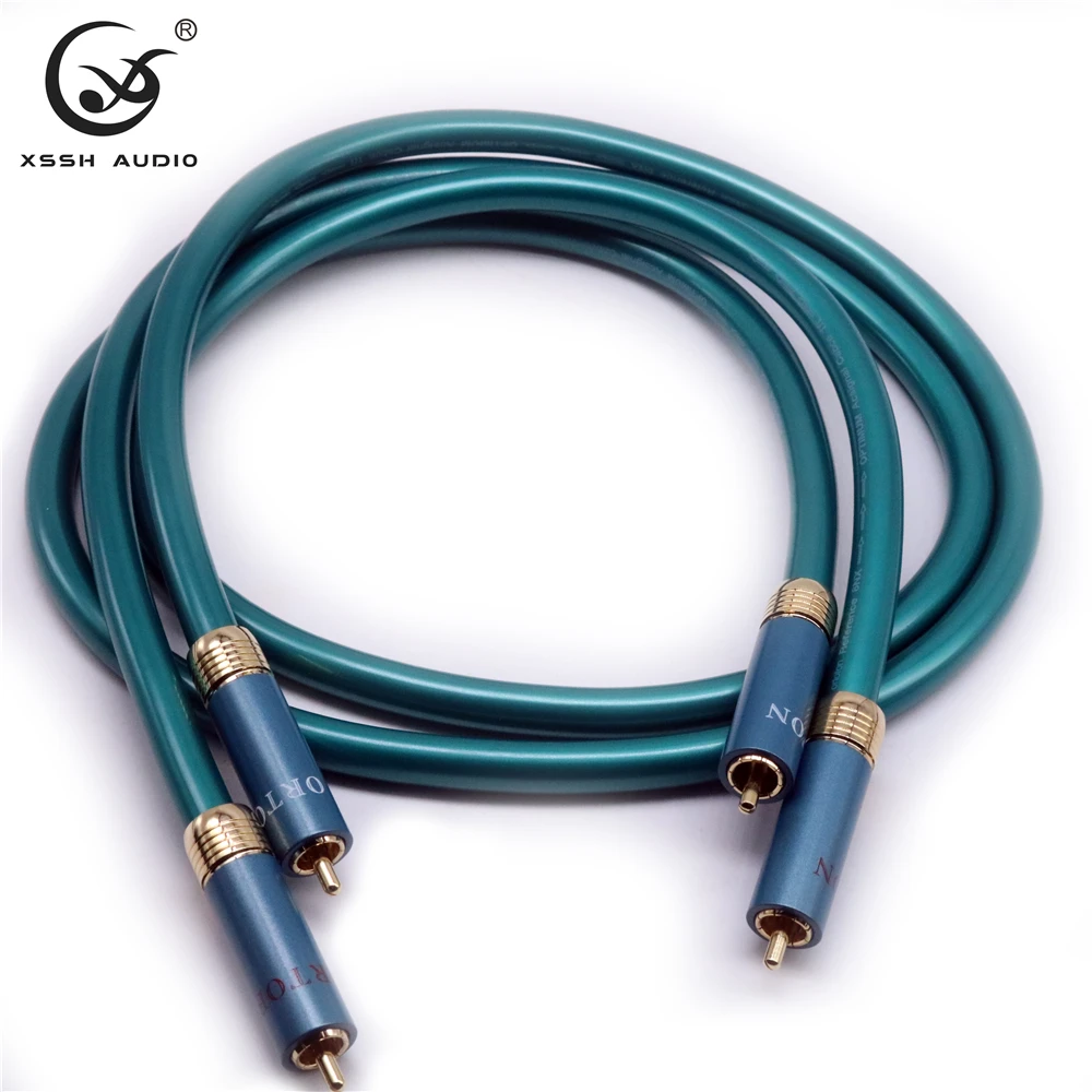 

XSSH Audio HI-end HiFi High Quality Video DIY 8N OFC Copper 2 core Audio Plated Gold 2RCA to 2 RCA Shielded Cable Line Cord