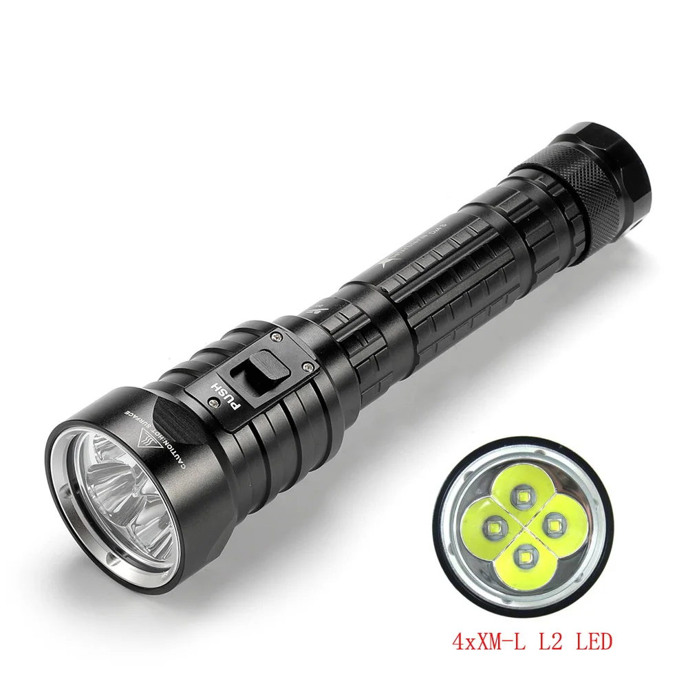 SolarStorm DX4S LED Diving Flashlight IPX8 Waterproof 4xXM-L L2 3 Mode 4500 Lumens 26650 Submarine Dive Torch Lamp