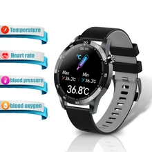 Relógio inteligente homem monitor de temperatura fitness trackers freqüência cardíaca pressão arterial smartwatch feminino esporte relógios