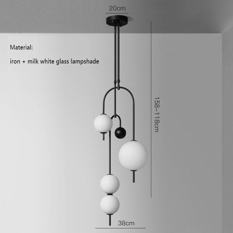 38cmx118cm-158cm Nordic White glass Pendant Lights Lighting LED Light Fixture Pendent Lamp Dining Living Room Bedroom Kitchen Cafe Hanging Lamp - Цвет корпуса: 38cmx118cm-158cm