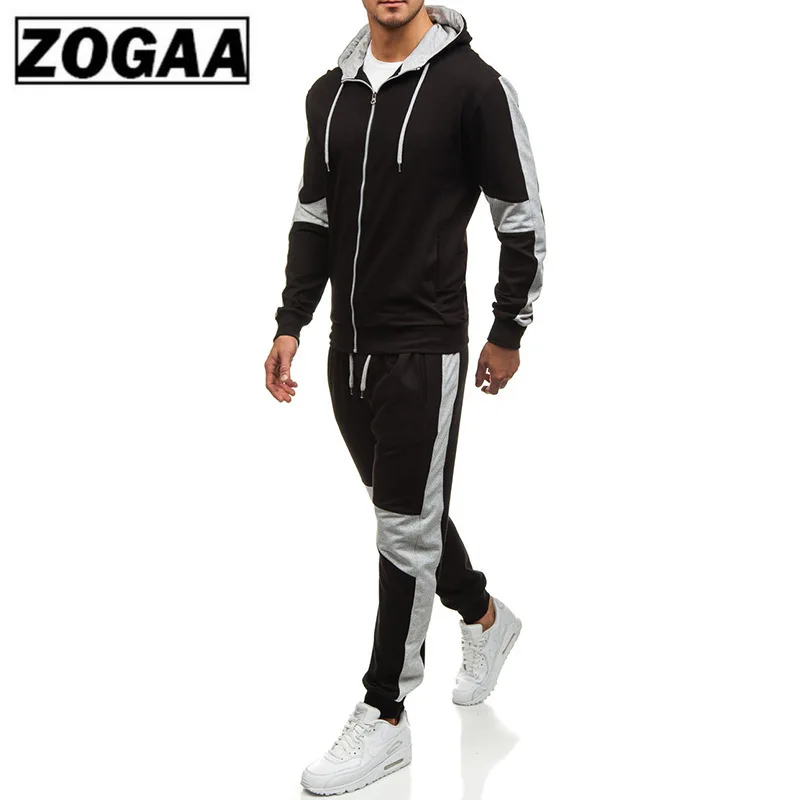 ZOGAA 2019 новые мужские осенние толстовки с капюшоном в стиле пэчворк спортивный