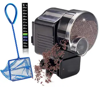 

Automatic Fish Feeder Aquarium Feeder Fish Food Vacation Feeder Auto Feeding Unit + Net For Fish Tank, Thermostat And Jelly Fish