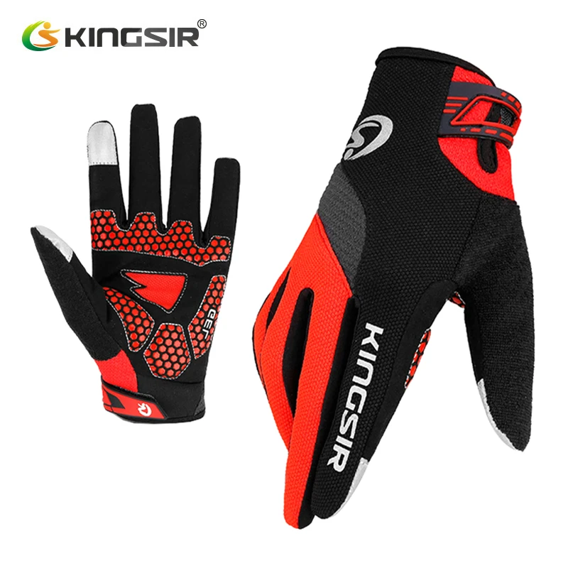 

KINGSIR Touch Screen Cycling Gloves Full Finger Spring Sport Bicycle Gloves Shockproof GEL Pad Mountain Bike Gloves Mtb Gloves