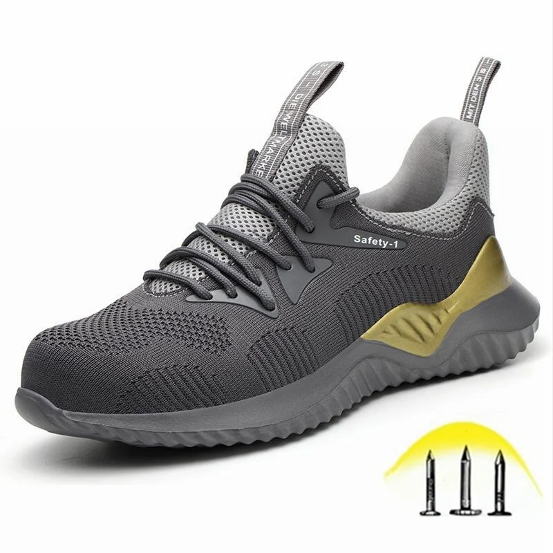 

Indestructible Autumn Men Work Safety Shoes with Steel Toe Cap Puncture-Proof Boots Lightweight Breathable Sneakers Protective