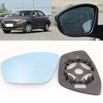 

For Peugeot 301 307 308 2009-2020 Car Side View Door 2Pcs Wide-angle Rearview Mirror Blue Glass With Base Heated LED light
