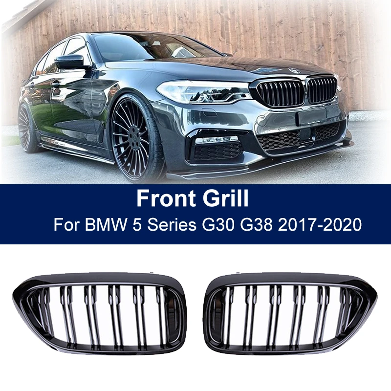 Front Kidney Grille Grill for BMW G30 G31 G38 5 Series 525i 530i 540i 550i with M-Performance Black Kidney Grill GLOSS BLACK