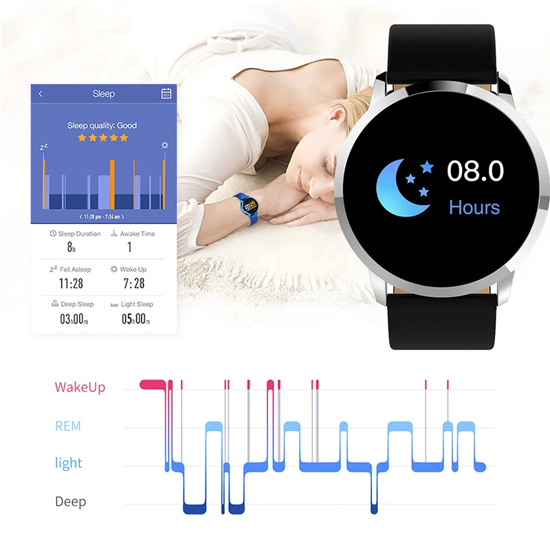 2019New Q8 OLED Bluetooth Smart Watch Stainless Steel Waterproof Wearable Device Smartwatch Wristwatch Men Women Fitness Tracker