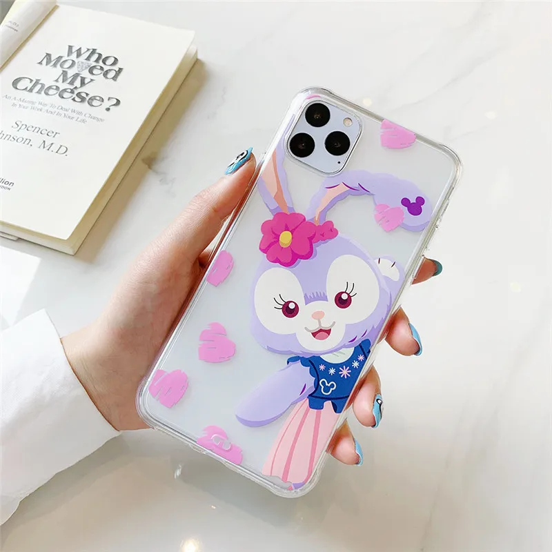 Милый чехол для телефона с мультяшным кроликом медведем для iphone 11 Pro Xs MAX XR X 7 8 plus, мягкий ТПУ+ жесткий прозрачный чехол-накладка