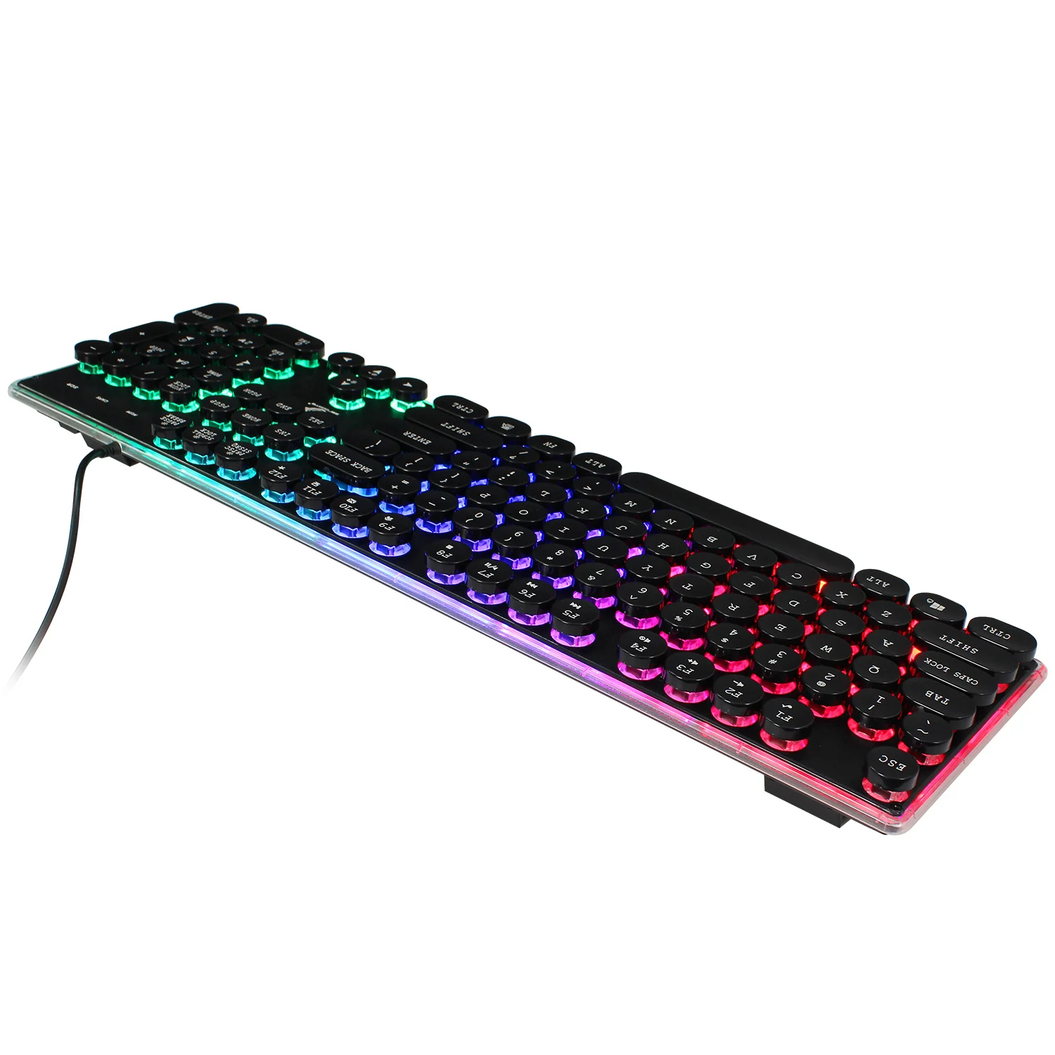 New Gaming Keyboard 3 Color Backlit English Keyboard Punk Keycap Retro Style RGB Office Desktop Keyboard 104keys