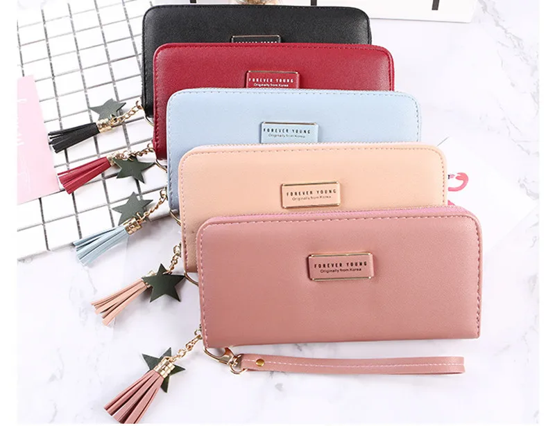 Длинный Раздел Молния Кошелек Мобильный Телефон Сумка Тонкий Держатель Карты