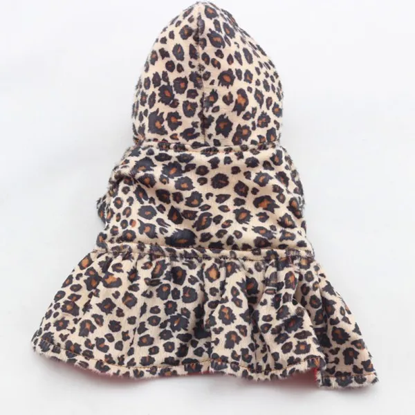 Pets Dogs Leopard Pattern Tutu Coat Dress Puppy Hoodies Both Sides Wear Dog Winter Clothes For Small Dog Puppy Clothing 5
