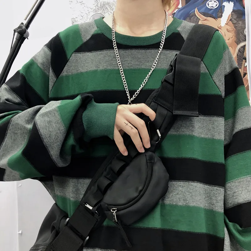 Neploe Harajuku полосатая Свободная Толстовка для женщин и мужчин с длинным рукавом и круглым вырезом Повседневный Анорак Осень корейский Ретро Топ Джемперы 54024