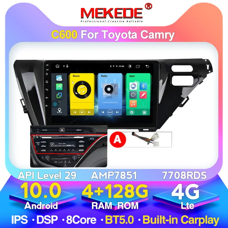 Автомагнитола Mekede C600 для Toyota Camry 8 70 2017 2018 2019 автомобильное радио мультимедиа Android