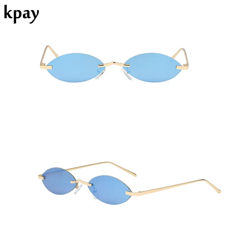

Small Oval Cat Eye Sunglasses Men Women Vintage Luxury Brand Designer Retro Skinny Cateye Rimless Sun Glasses Shades