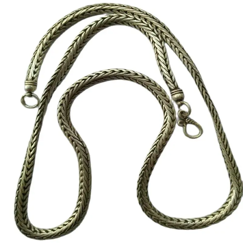 

China Old National Style Tibet Silver Carve Men's Necklace Long Chain Necklace