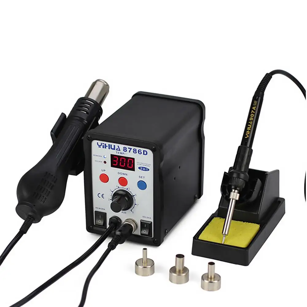8786d паяльная стационарный паяльник 240 V/230 V/220 V/110 V 700W 2-в-1 Hermostat паяльная станция металлический Нагреватель Цифровой Дисплей