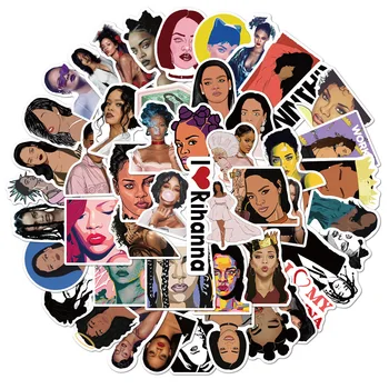 

50Pcs Rihanna Music Singer Superstar Hip Hop Sticker For Laptop Phone Bullet Journal Scrapbooking Stationery Stickers Decals