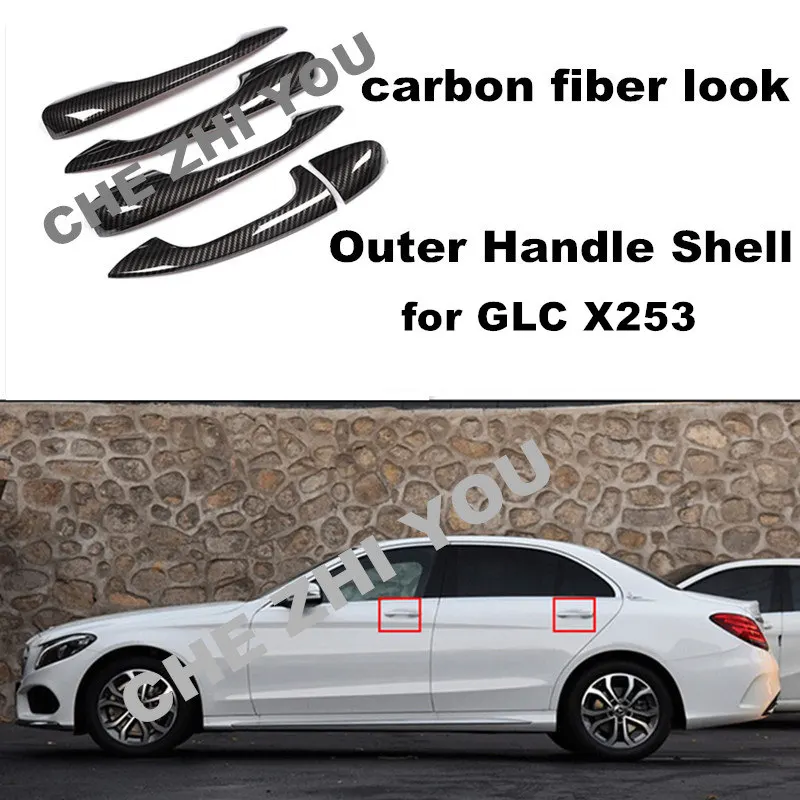

Car Styling Outer Door Handle Protective Stickers Cover Trim for Mercedes Benz GLC X253 Carbon Fiber Look auto Accessories CY