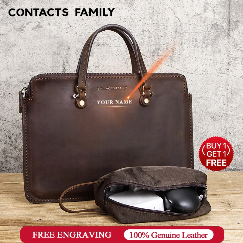 

Genuine Leather Handbag Briefcase Bag for MacBook Pro/Air 13.3" Notebook Bag for Dell XPS 13.3", Surface go/pro, HP Spectre 13"