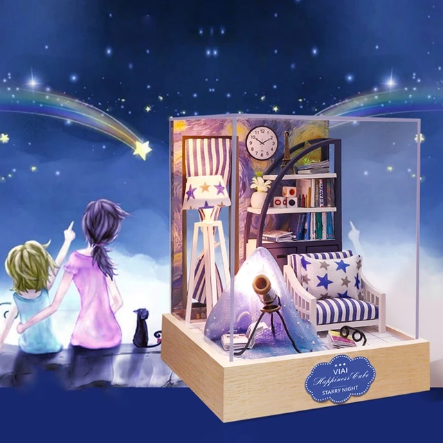 HX5D DIY Miniature Dollhouse Kit Wooden Mini Doll House Accessories with  Furniture for Kids Teens Adults Gift 3