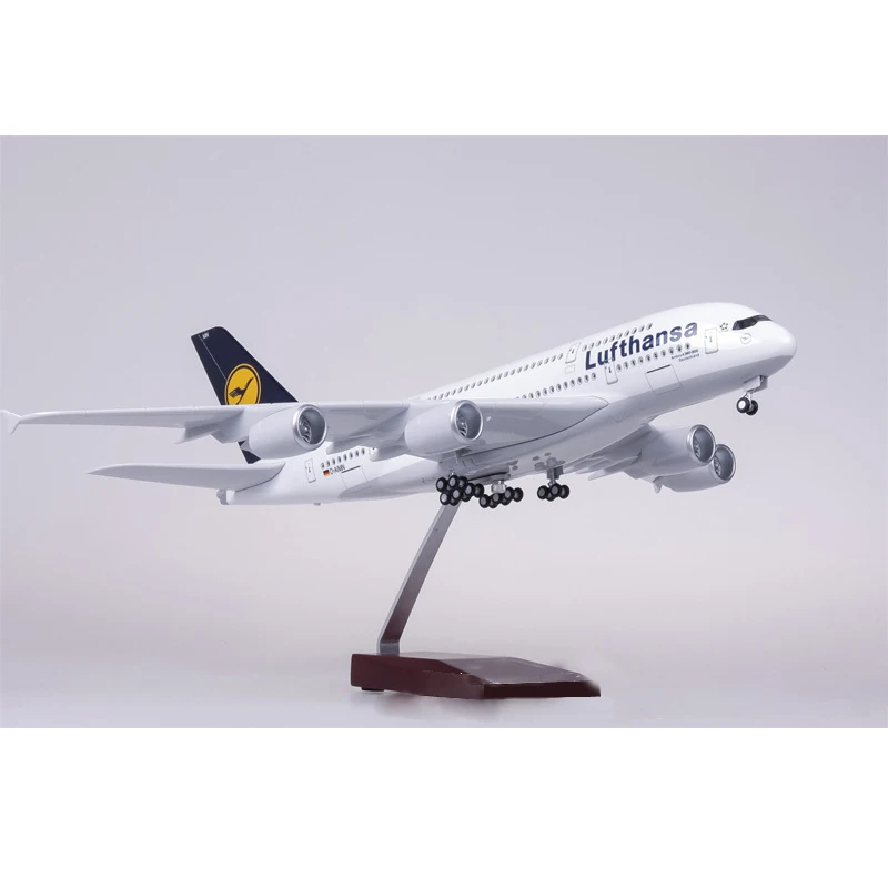 1: 160 самолет Airbus Lufthansa Airline модель A380 45,5 см Модель W колесо с подсветкой литая под давлением пластиковая Смола самолет для сбора подарка