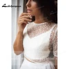 2024 vestidos de boda Two Pieces Short Sleeve O Neck Wedding Dresses Elegant Bling Beads Lace Chiffon robe de soirée Customized 3