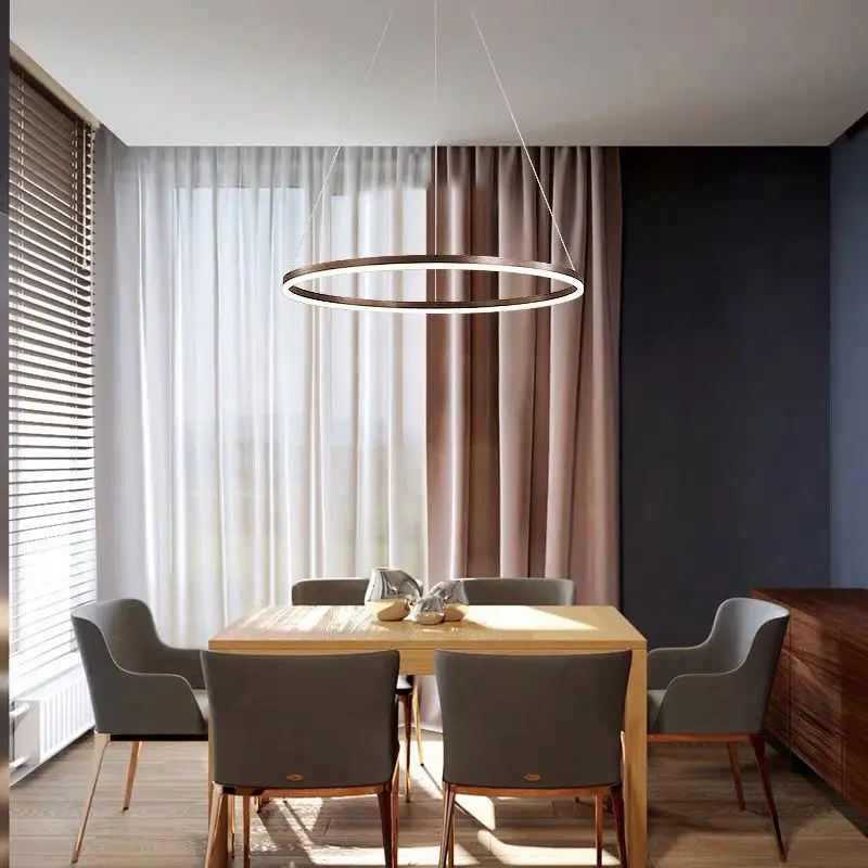 Ring single-ring lamp modern minimalist LED chandelier restaurant living room bar room hotel study creative lighting 2