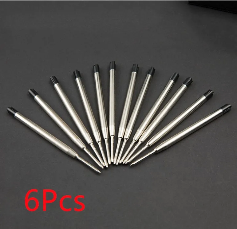Black 6 Pcs Новинка, металлическая шариковая ручка, заправка, канцелярские принадлежности для офиса, школы, подарки, ручка, сделай сам, выберите, синяя, черная, заправка, ручка, распродажа - Цвет графита: Black 6 Pcs