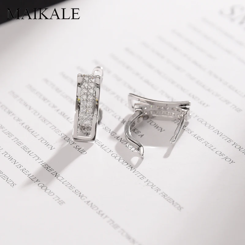 MAIKALE, новинка, модные серьги-гвоздики уникального дизайна, покрытые кубическим цирконием ААА, золотые, серебряные, маленькие серьги для женщин, ювелирное изделие, подарок