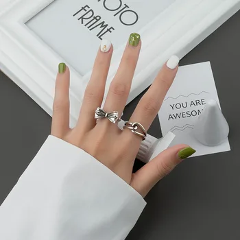 

Ring for Women Fashion Simple Opening Irregular Ring Bowknot Index Finger Ring