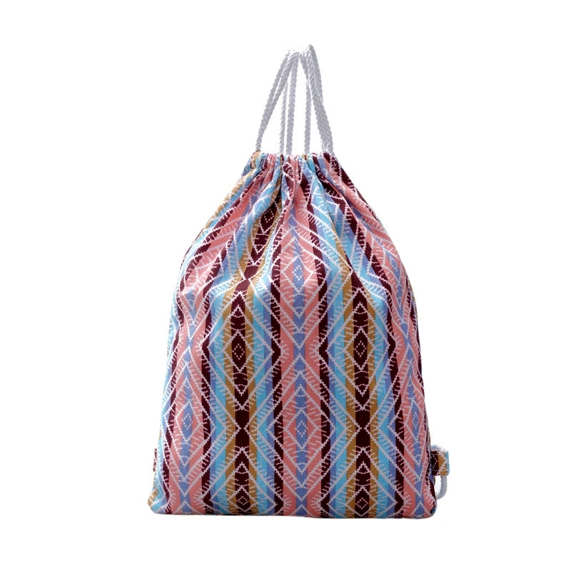 WENYUJH Ретро Для женщин Drawstring Хлопка покупок полосатая сумка модные экологический многоразовый складной Бакалея тканевая сумка для нижнего белья Чехол - Цвет: A