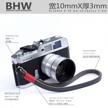 

BHW/10mm hand yak hide camera wrist strap leather vintage for use with micro single Fuji x100f Sony rx100 LeicaQ Nikon bracelet