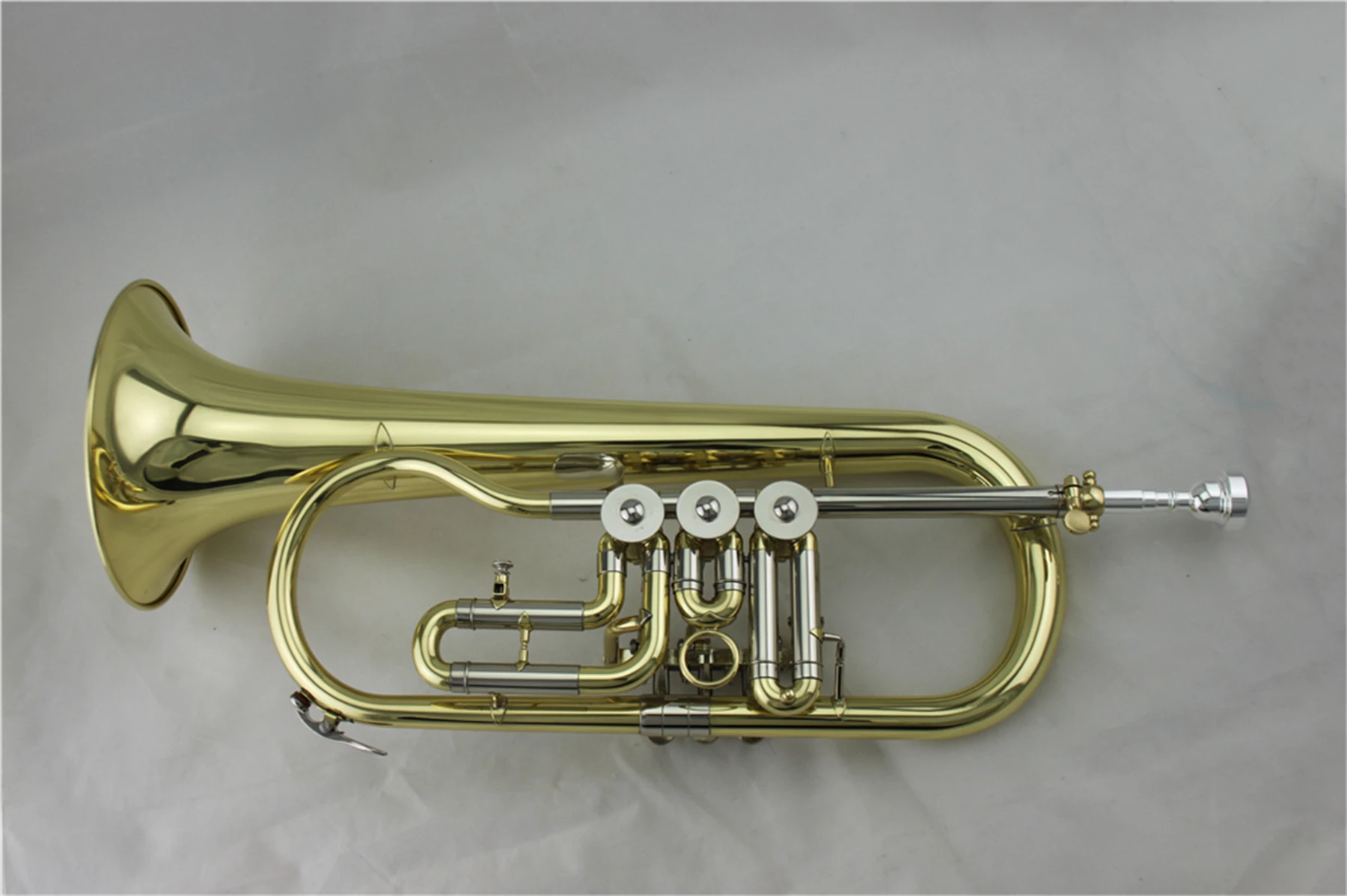 Brass body Gold lacquer Tone Bb Rotary Flugelhorn