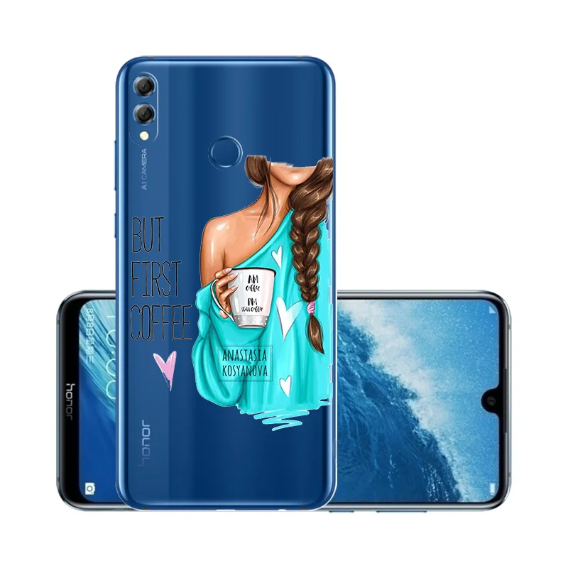 Прозрачный чехол для huawei Honor 8X, чехол для маленькой девочки, Модный Роскошный чехол для мамы huawei Honor 8X Max 8 8A 8C 6X 7X 6A Etui Capa - Цвет: W132