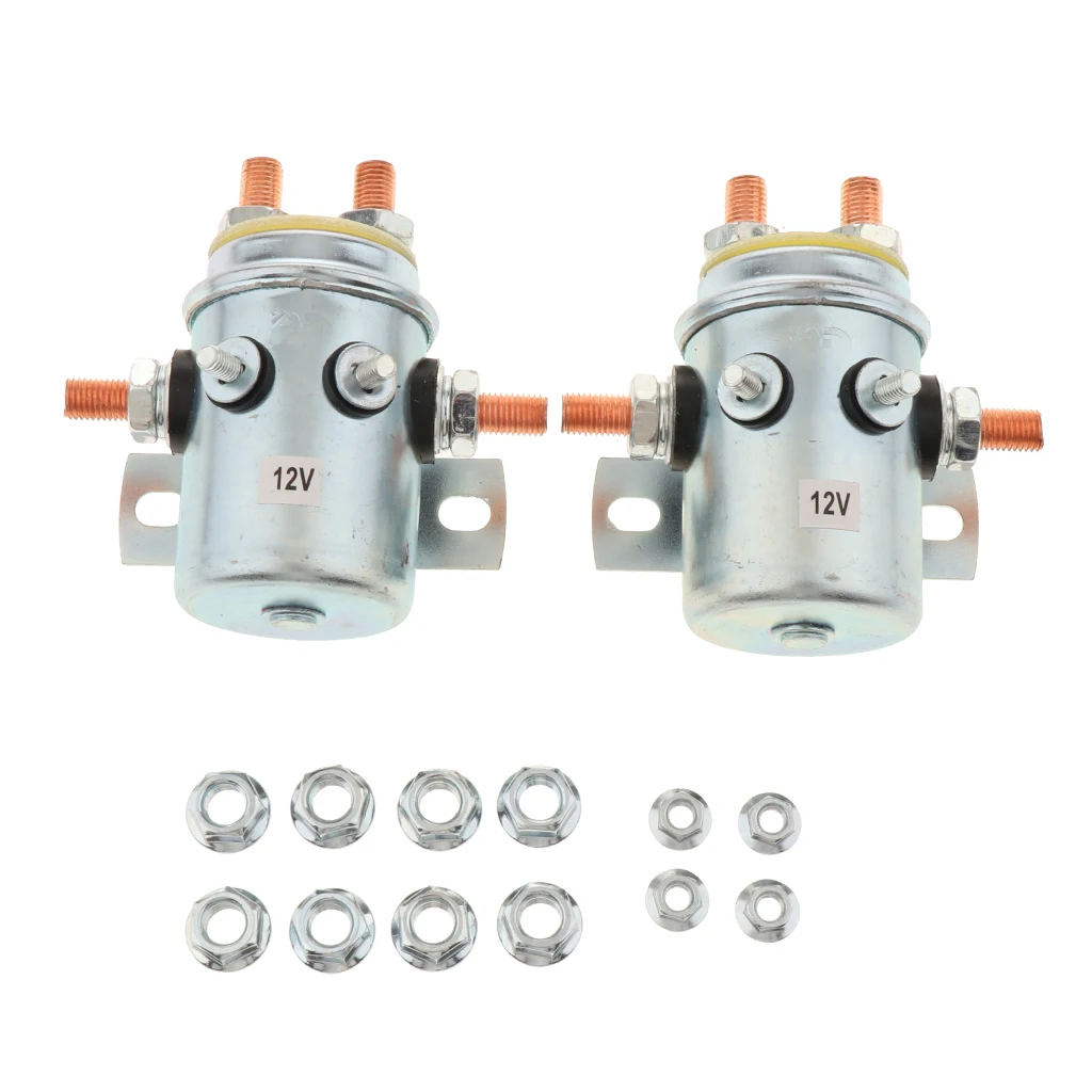 2pcs Solid Continuous Duty Solenoid Relay Switch 200A Winch 12V Heavy Duty
