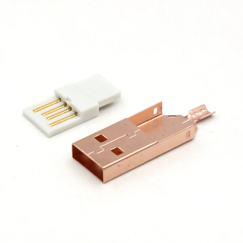 Один комплект Tellurium медь Розовая позолота USB A+ USB B Тип A-B разъем, DIY USB кабель Разъем