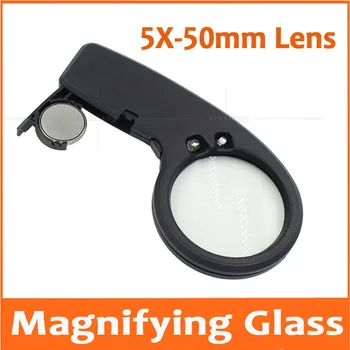 

5 Times 50mm Glass Lens Handheld LED Illuminated Magnifying Glass Reading Children Educational Toy Magnfier with 2pcs LED Lamps