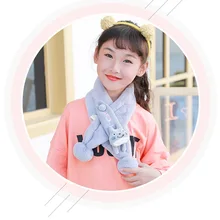 Шарф для родителей и детей, плюшевый шарф с имитацией кроличьего меха, шарф с рисунком для мальчиков и девочек, теплый осенне-зимний милый шарф