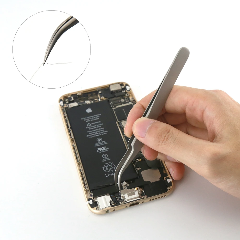 1Pcs Electronics Industrial Tweezers Straight/Curved Tips Precision Stainless Steel Forceps Clips Mobile Phone Repair Hand Tools
