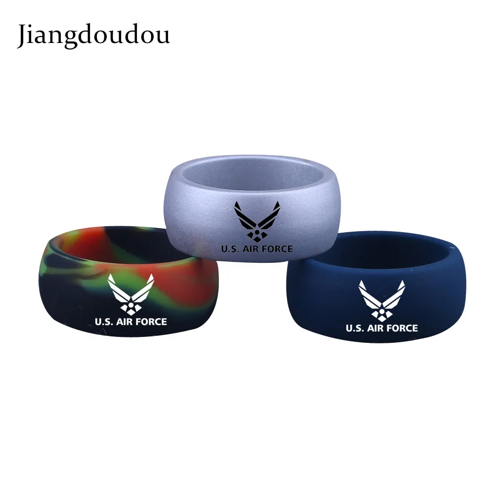 

Customized LOGO Air Force Silicone Rings Hypoallergenic Flexible Rubber Finger Ring US Armies Silicone Ring Custom Silicone Ring