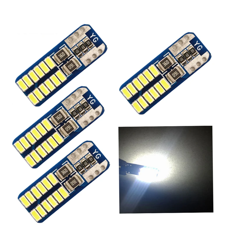 YCCPAUTO 10 шт. T10 светодиодный Canbus огни White194 168 W5W 24 smd 3014 Светодиодный автомобильный Боковой габаритный фонарь лампа габаритного фонаря Лампы для чтения 12V